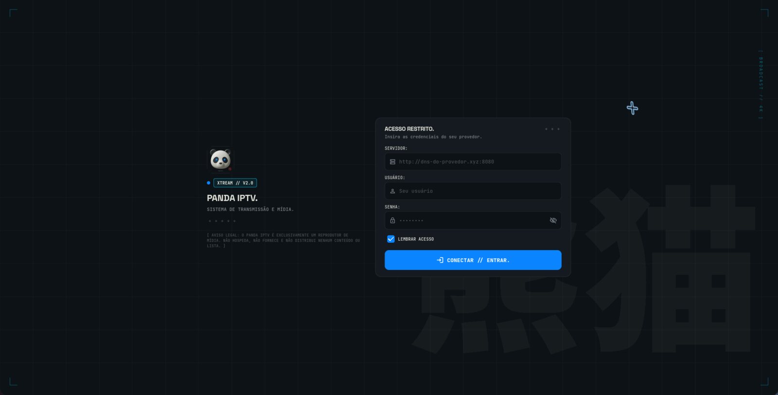 Panda IPTV: Sign in